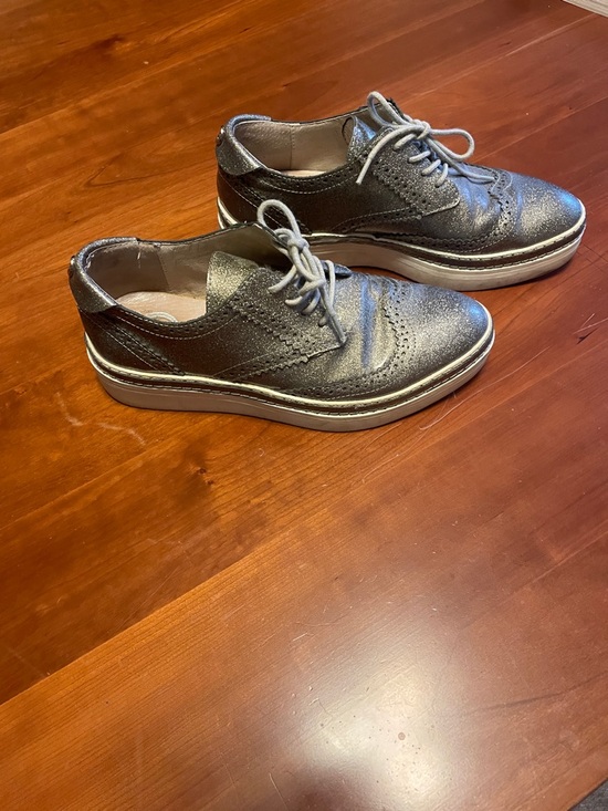 Wishbone Collection Shoes - Wishbone Collection Metallic Silver Wingtip Style Sneakers for Women